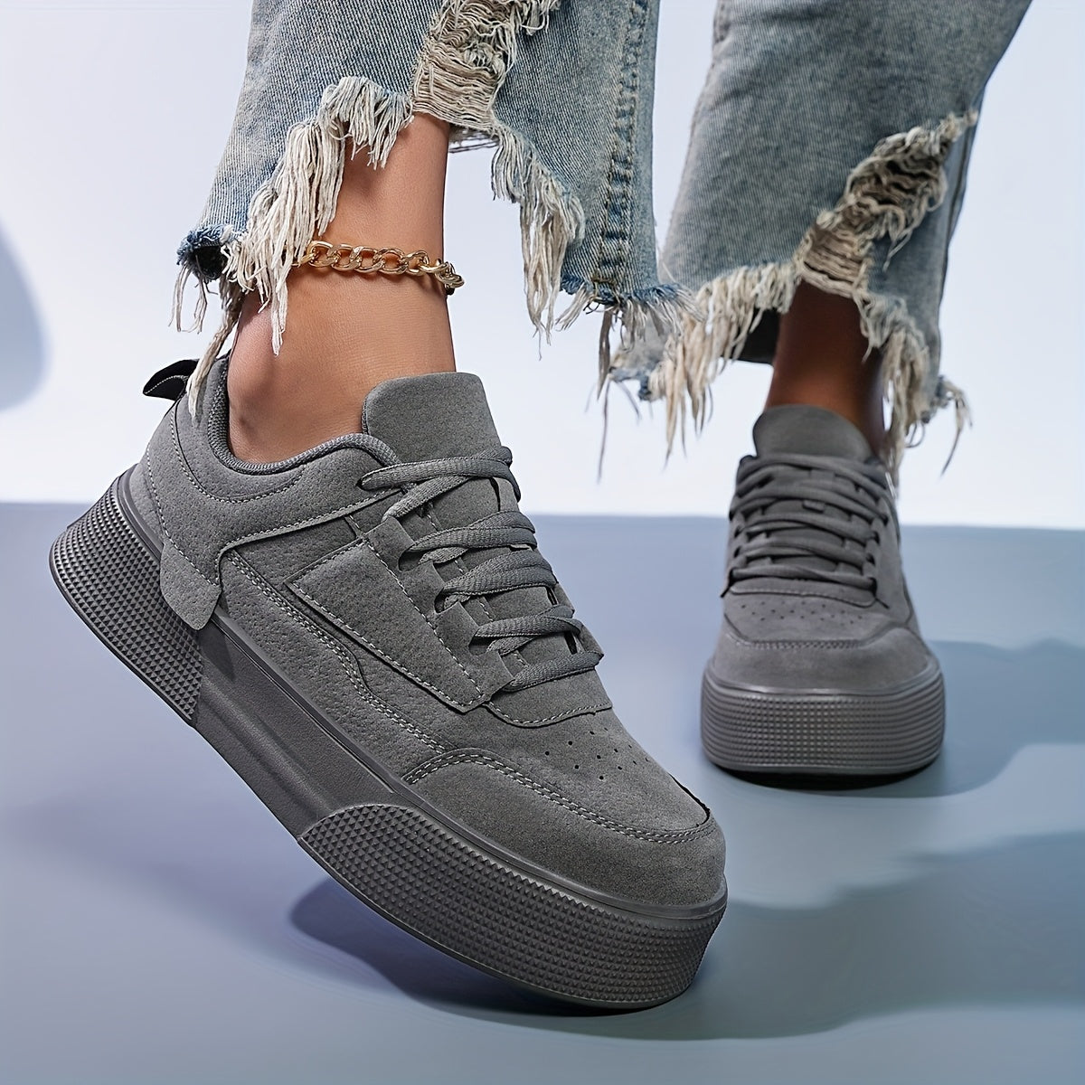 Women's Casual Solid Color Lace-Up Sneakers Lightweight Durable