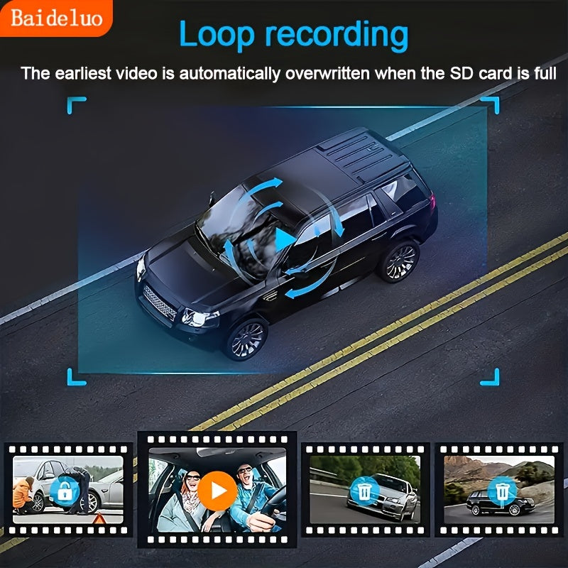 Front-Facing Dash Cam 1080P 2-Lens Car DVR with Built-In Camera