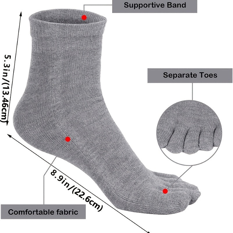 Men's Breathable Toe Socks Sports Novelty Knit Polyester Solid