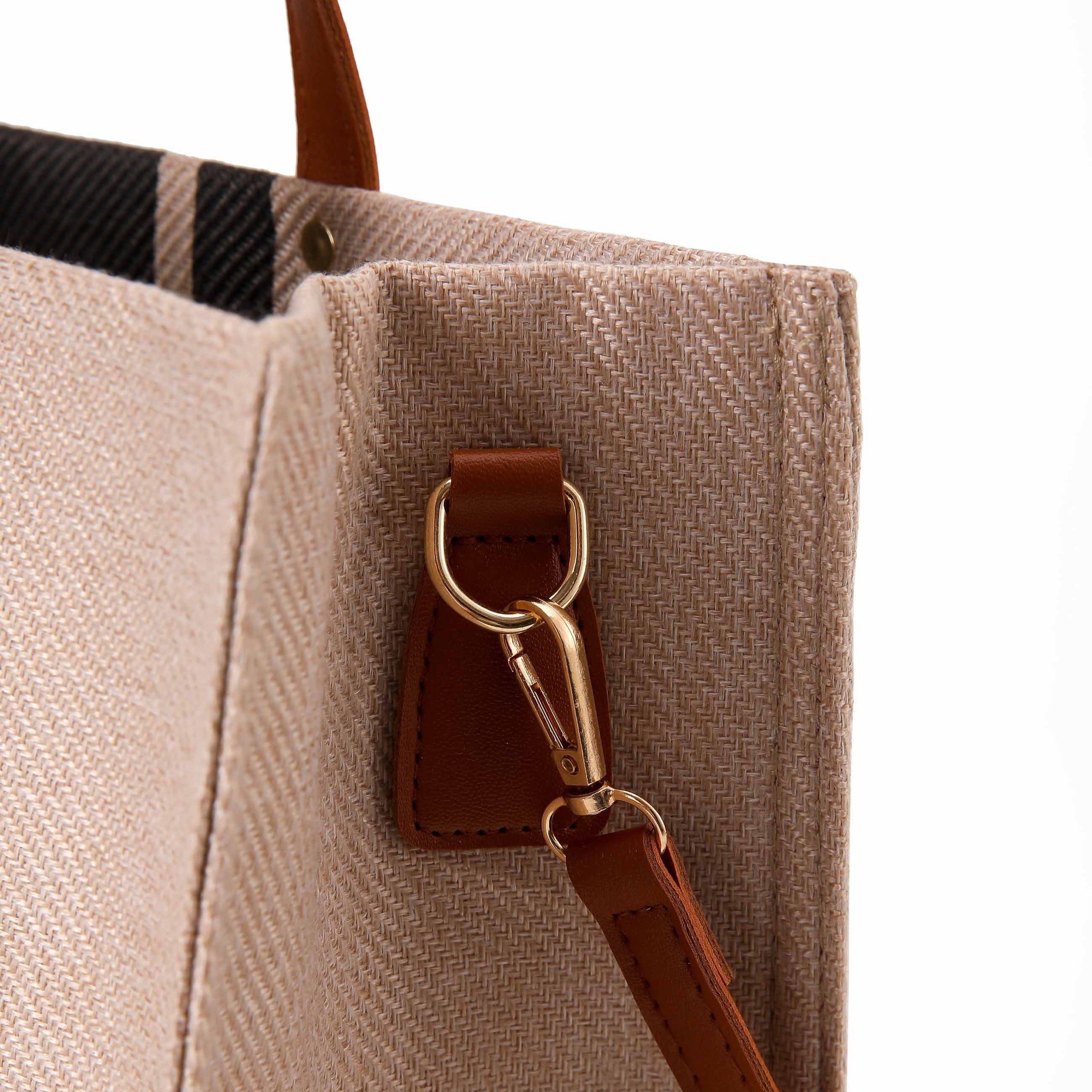 Women's Canvas Tote Bag Large Capacity Striped Polyester for Commuting