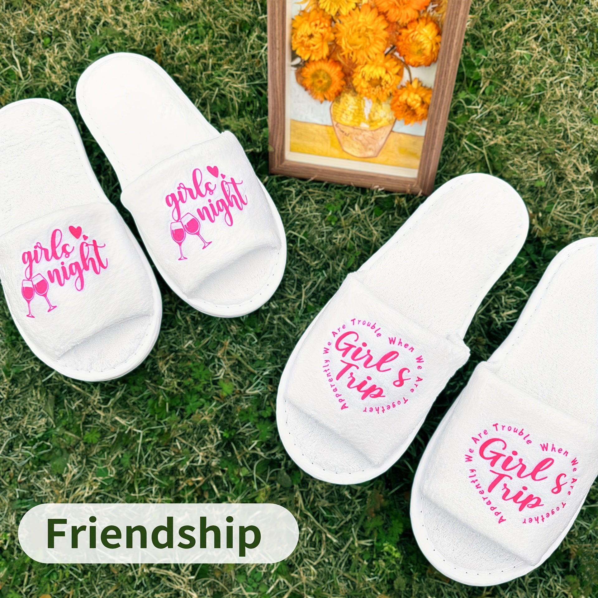 Women's Printed Lightweight Open Toe Indoor Slippers for Home and Travel