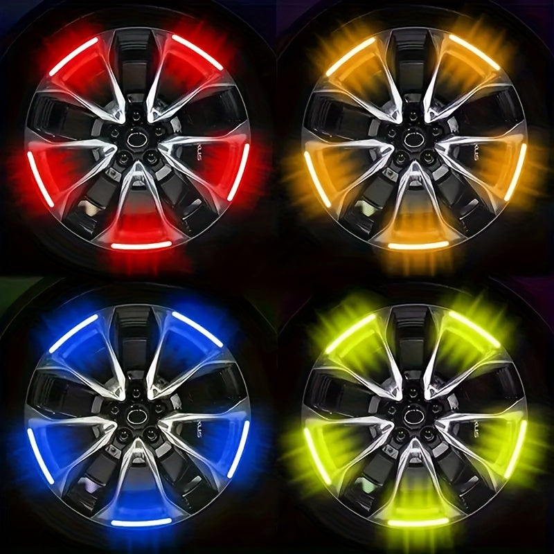 20Pcs Reflective Wheel Hub Stickers Luminous Tire Rim Decals for Cars Bicycles