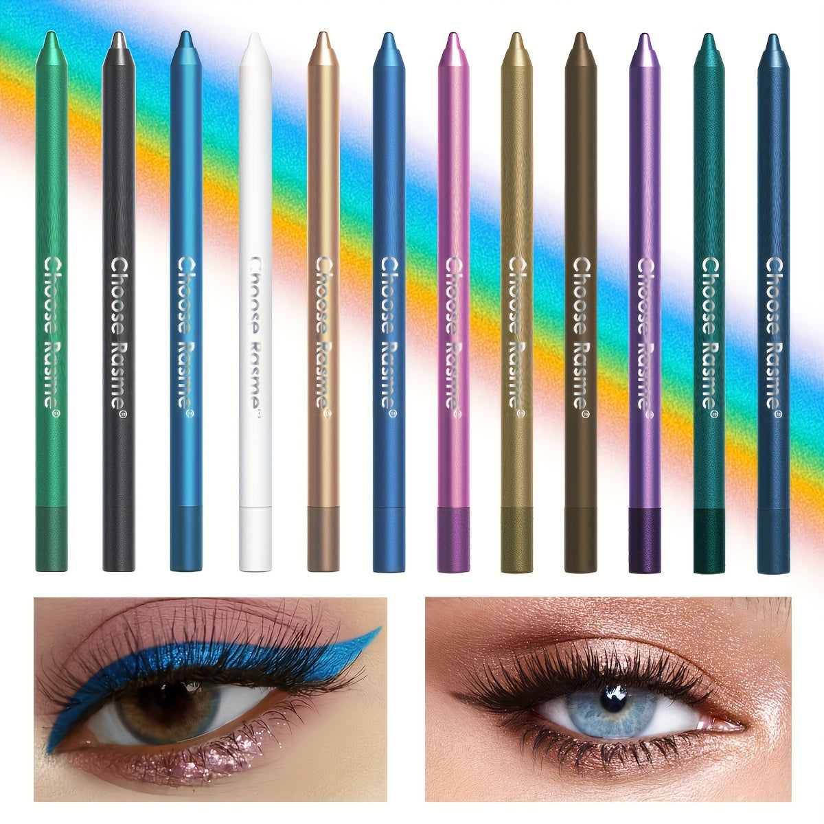 Women Waterproof Eyeliner Pencil Set 12 Colors Long Lasting Smudge-Proof