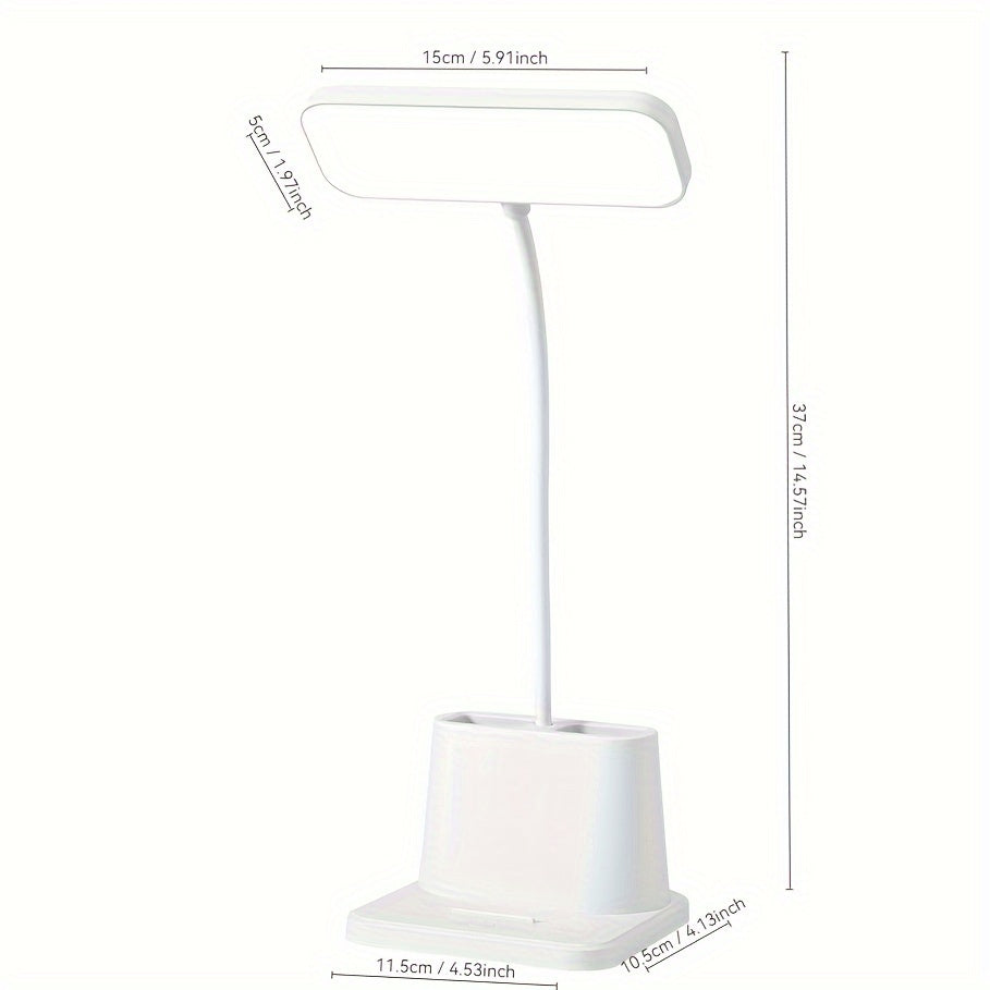 LED Desk Lamp with Pen Holder Touch Control Dimmable Color Changing USB Battery Powered White