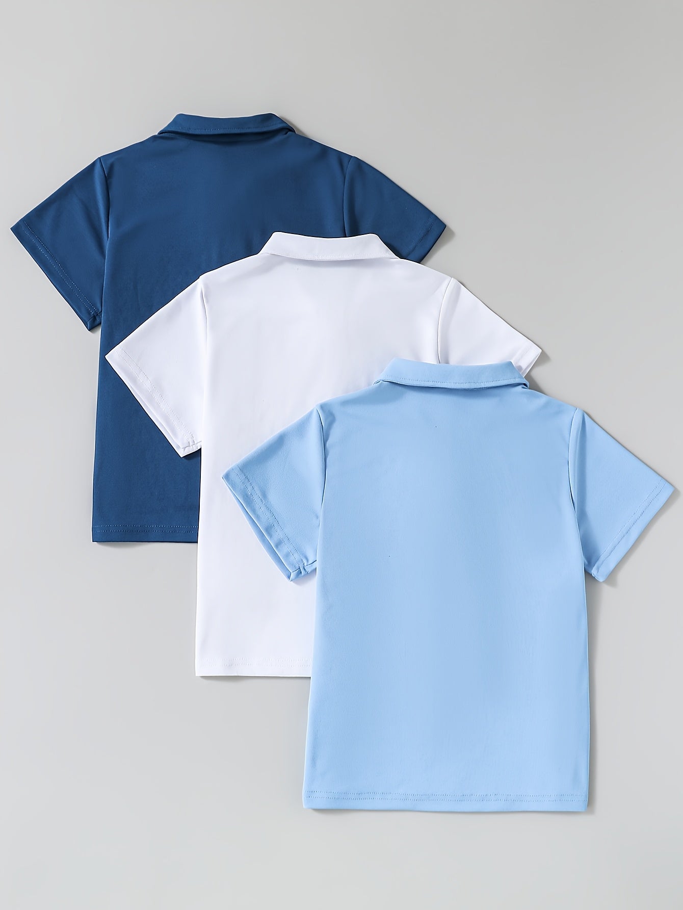 Yigitlar uchun yozgi ko'ylaklar, qisqa qo'l, bir rangli to'qimachilik polyester, yelka yostiqchalari, kundalik, erkin o'lcham, 3 ta paket