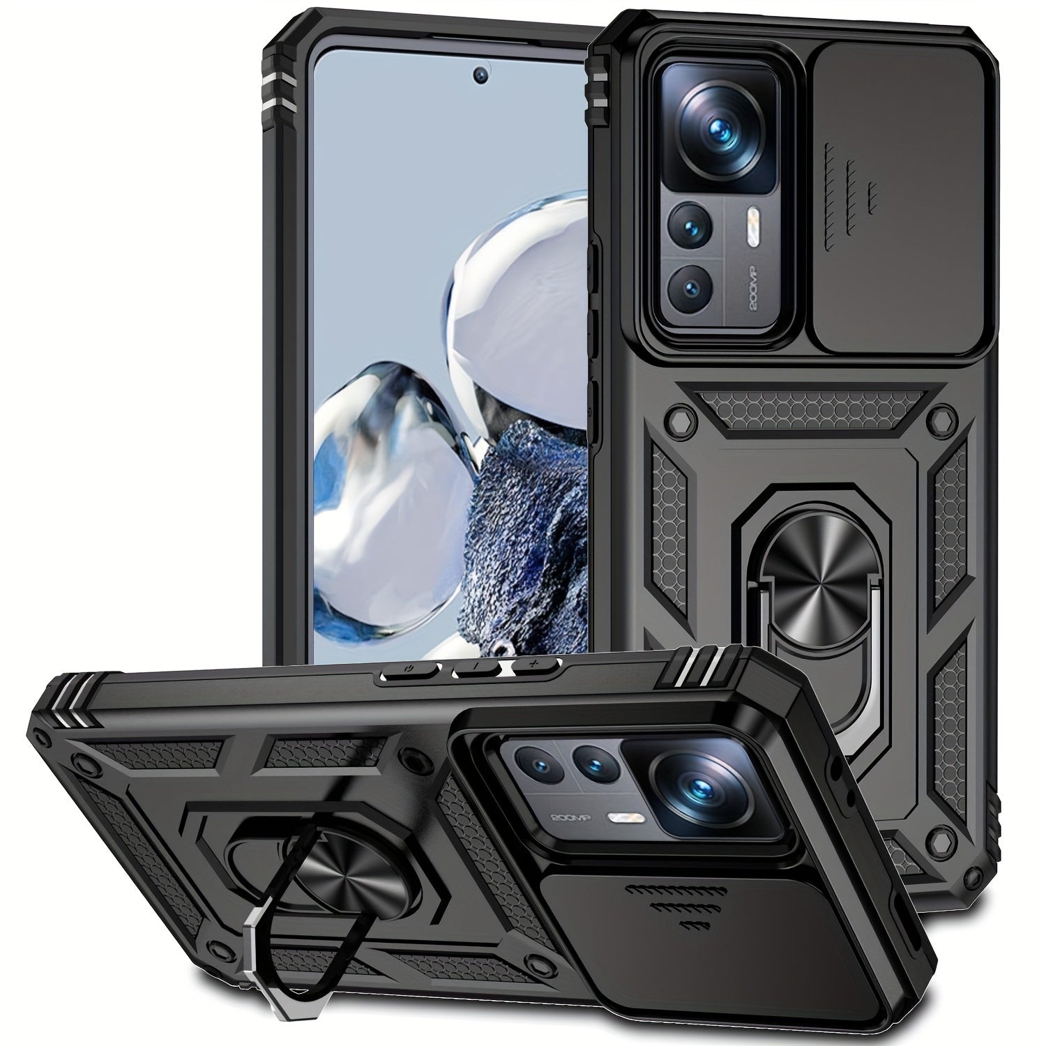 Shockproof PC Phone Case with Magnetic Ring Holder and Stand for Xiaomi 12T 12T Pro 13T 13T Pro
