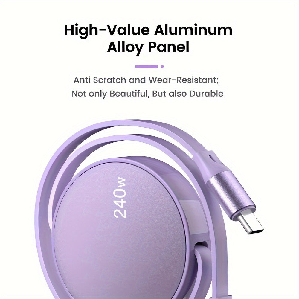 240W Fast Charging TypeC Dual Head Retractable Data Cable for Laptop and Mobile Phones 1m