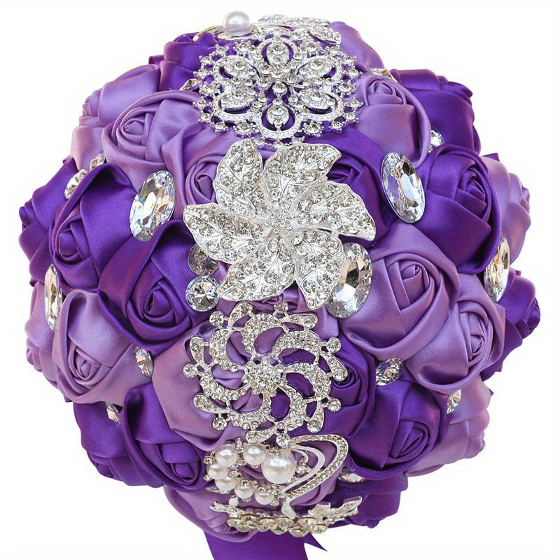 Satin Wedding Bouquet for European and American Brides with Ribbon Finish