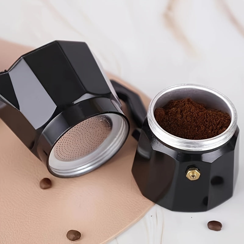 150ml Alyuminiy pechka uchun qahva qozoni, mat finish, qayta ishlatiladigan filtr, Espresso uchun