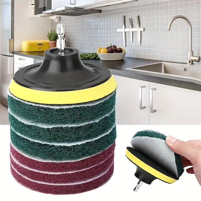 8-Piece Drill Brush Scrubber Set for Tiles Floors Green Red Grits