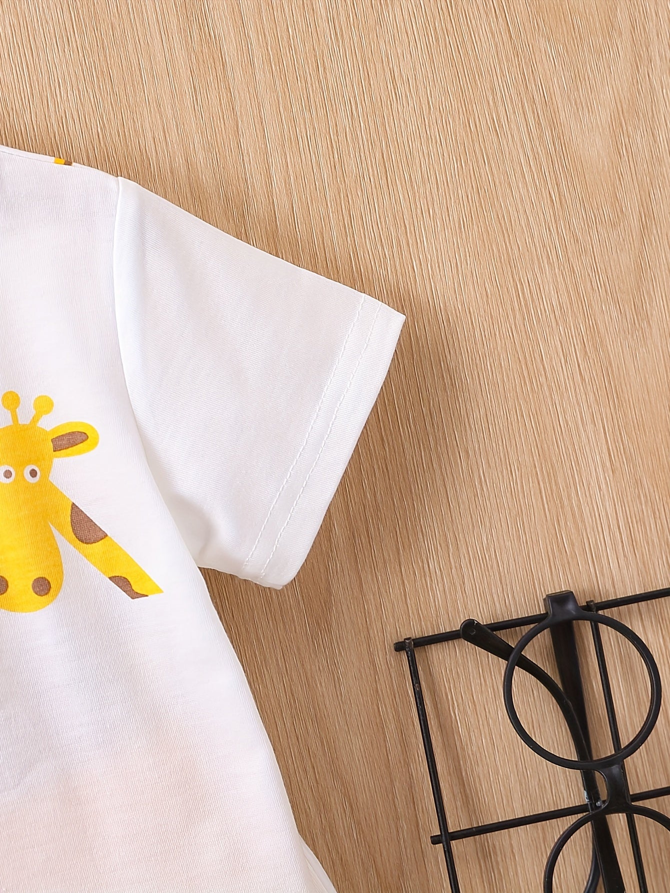 Conjunto de verano para niño: camiseta de jirafa y pantalones cortos, ropa casual para uso diario