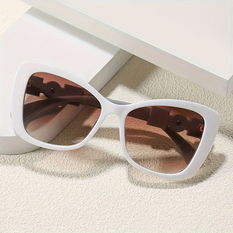 Women's Cat Eye Sunglasses with Faux Pearl Embellishments, PC Frame and Lens