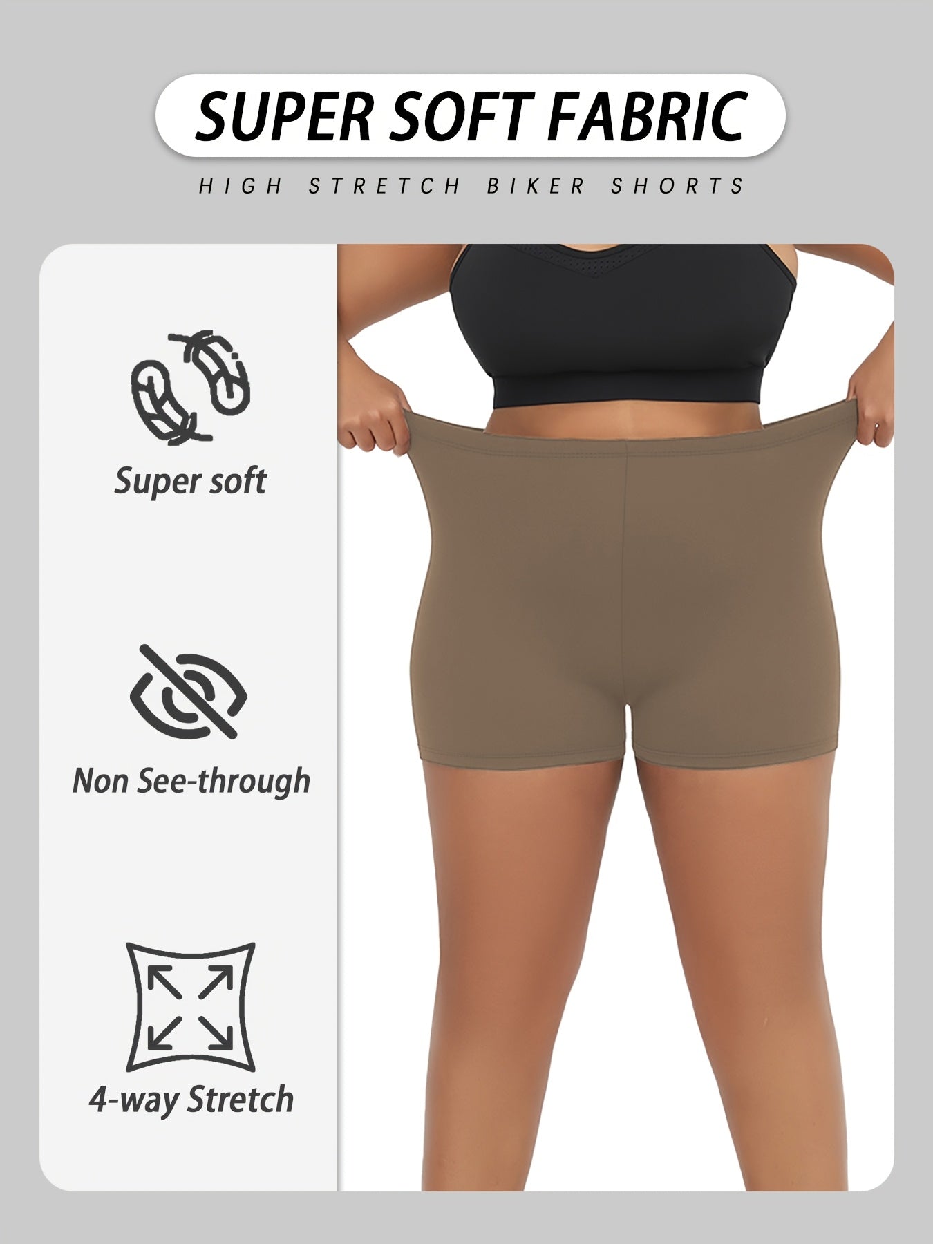 Plus Size Biker Shorts Women’s Soft Tummy Control Workout Athletic Running