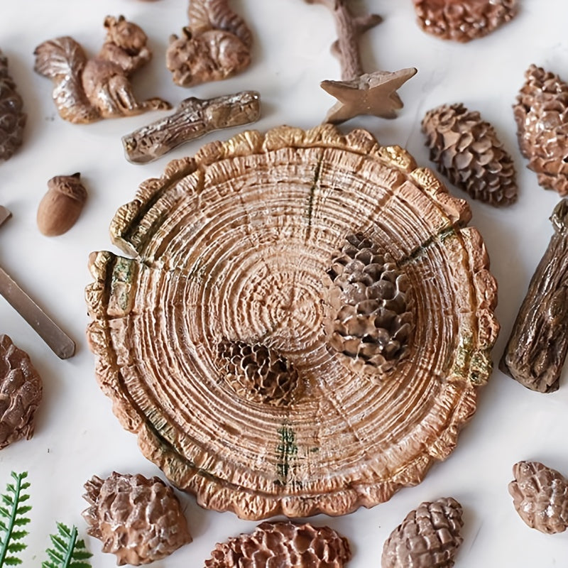 Forest Silicone Mold for Candies, Fondants, and Biscuits with Squirrel and Mushroom Shapes