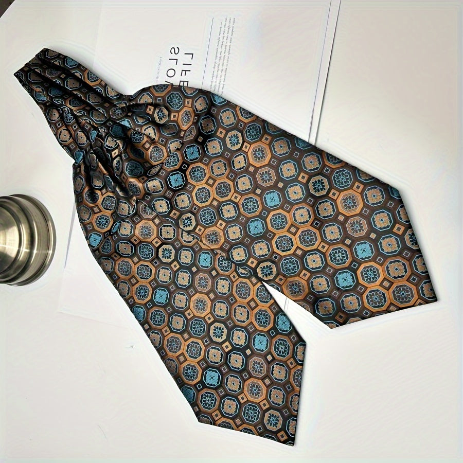 Men's Burgundy Blue Flower Suit Neck Scarf Casual Formal Dress Shirt Accessory