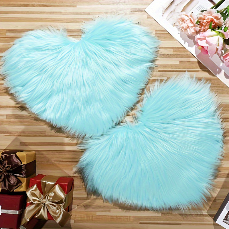 Set of 2 Heart-Shaped Faux Wool Carpets for Dresser and Home Decor