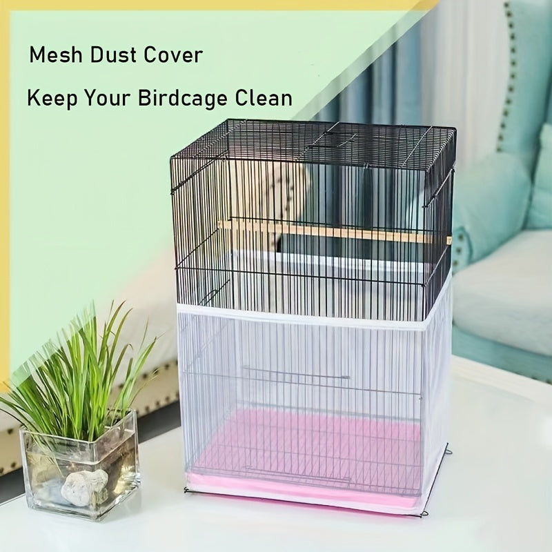 Mesh Net Cover for Bird Cage Keeps Parrots Clean and Tidy Polyester Fiber