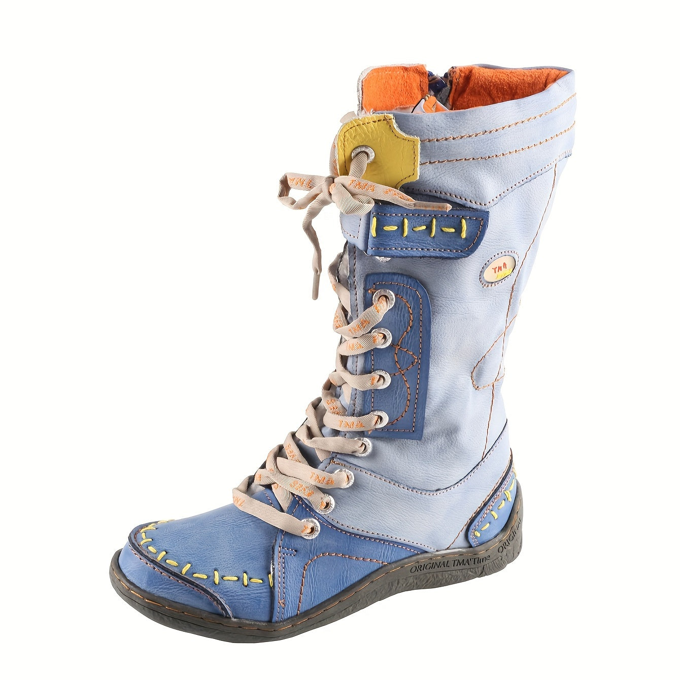 Women Mid-Calf Western Boots Solid Color Summer Winter Zipper Heel