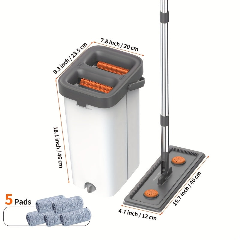Uyda yog'och yoki plitka pollarni tozalash uchun qo'l bilan ishlatilmaydigan mopa to'plami.