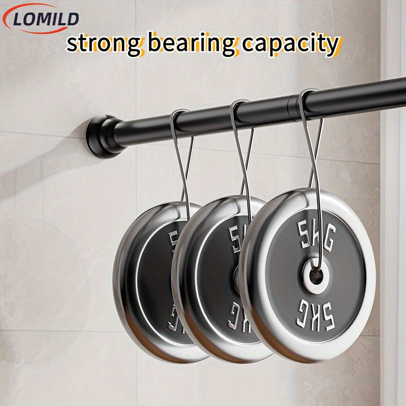 Black Stainless Steel Adjustable Telescopic Curtain Rod 28-48 Inches