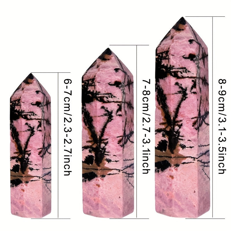 Varita de cristal de rodonita natural con punta de cuarzo facetado para sanación y meditación
