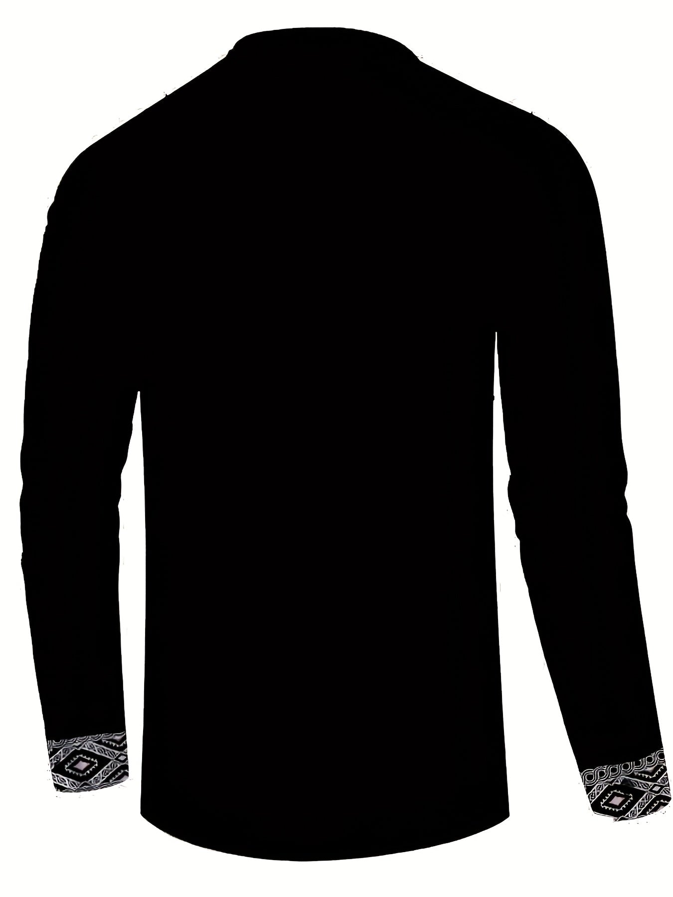 Men's Long Sleeve Striped Color Block Woven Shirt with Stand Collar