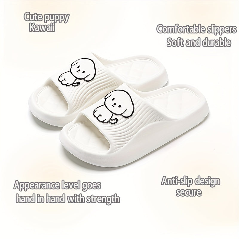 Unisex Dog Pattern Slides Casual Open Toe Indoor Bathroom Slippers