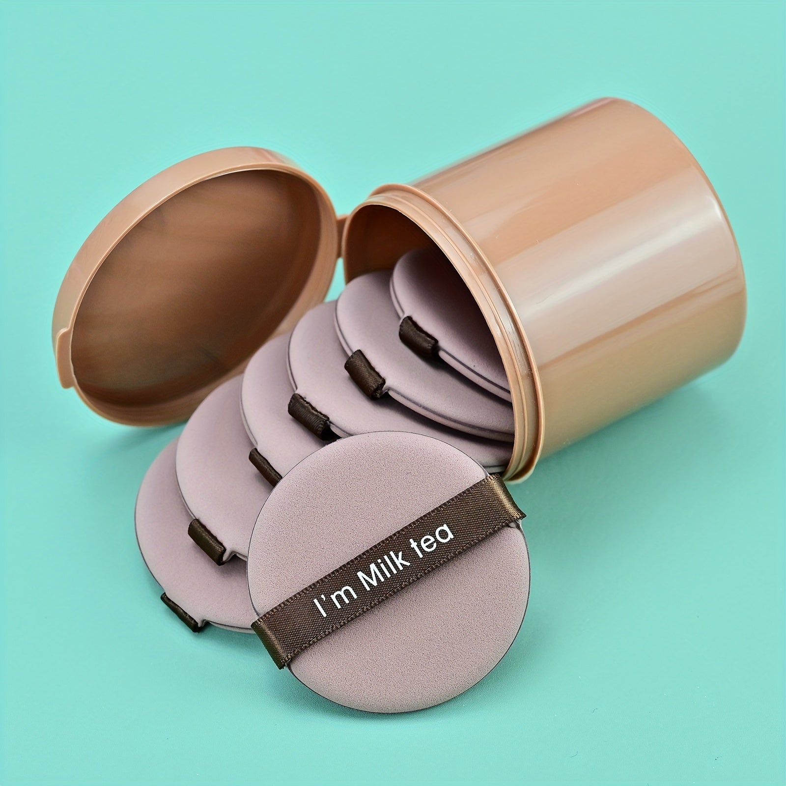 Set de 7 esponjas de maquillaje con estuche de almacenamiento, poliuretano hidrofílico, formas redondas y en forma de lágrima para base en polvo y BB Cream