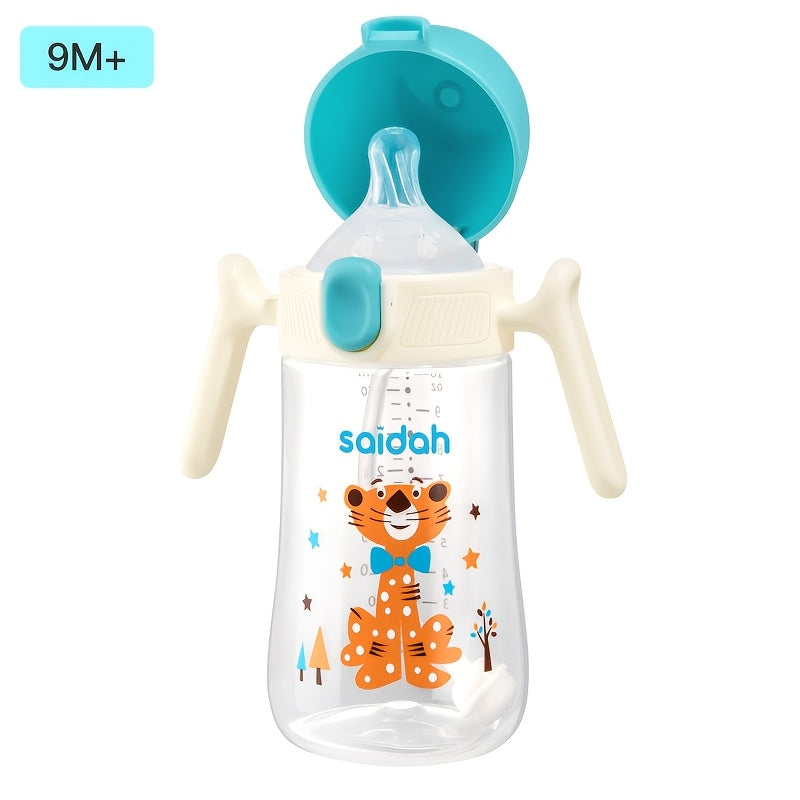 10oz Leak-Proof BPA-Free Silicone Feeding Bottle with Straw for Kids