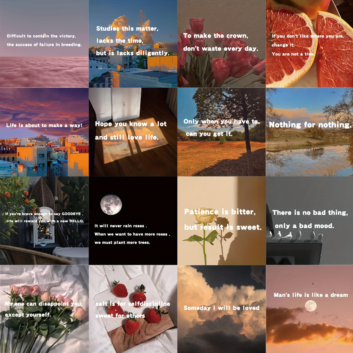 Set of 50 Waterproof PVC Inspirational Quote Stickers for Laptops Phones and Luggage