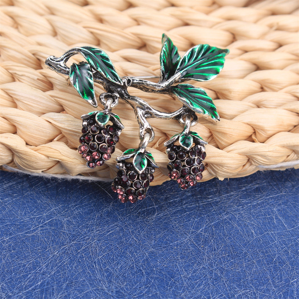 Mulberry mevali broshlar rhinestones bilan kiyinganlar uchun kiyinganlar uchun sumkalar, shlyapa, zargarlik buyumlari