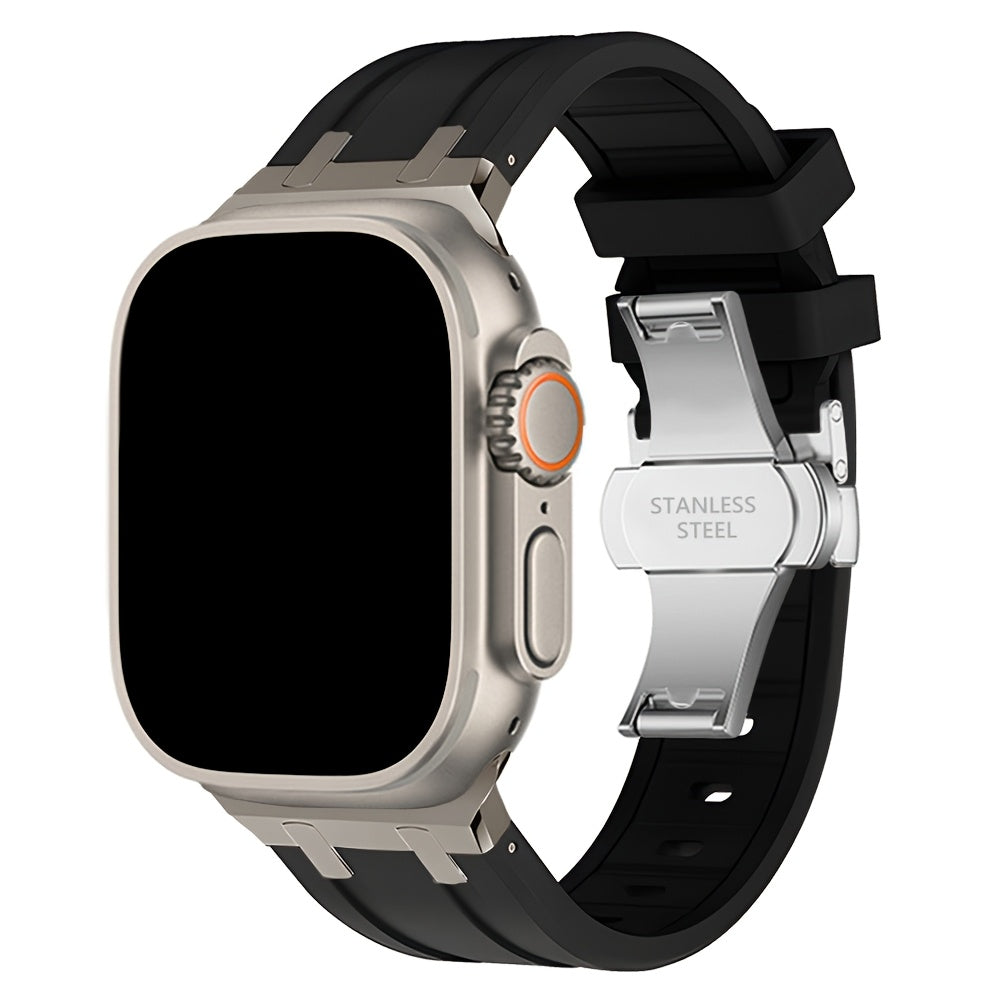 Silicone Watch Band for Apple Watch Series 9 8 7 6 5 4 SE 42mm 44mm Compatible Smartwatch Strap