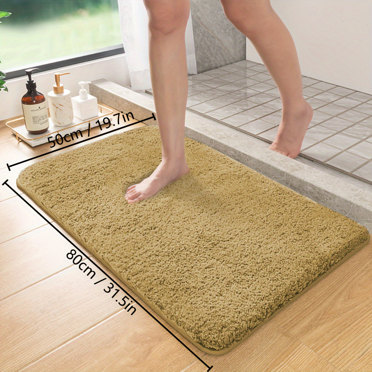 Thick Lamb Velvet Bath Mat Ultra-Soft Absorbent Anti-Slip Stain-Resistant Rug