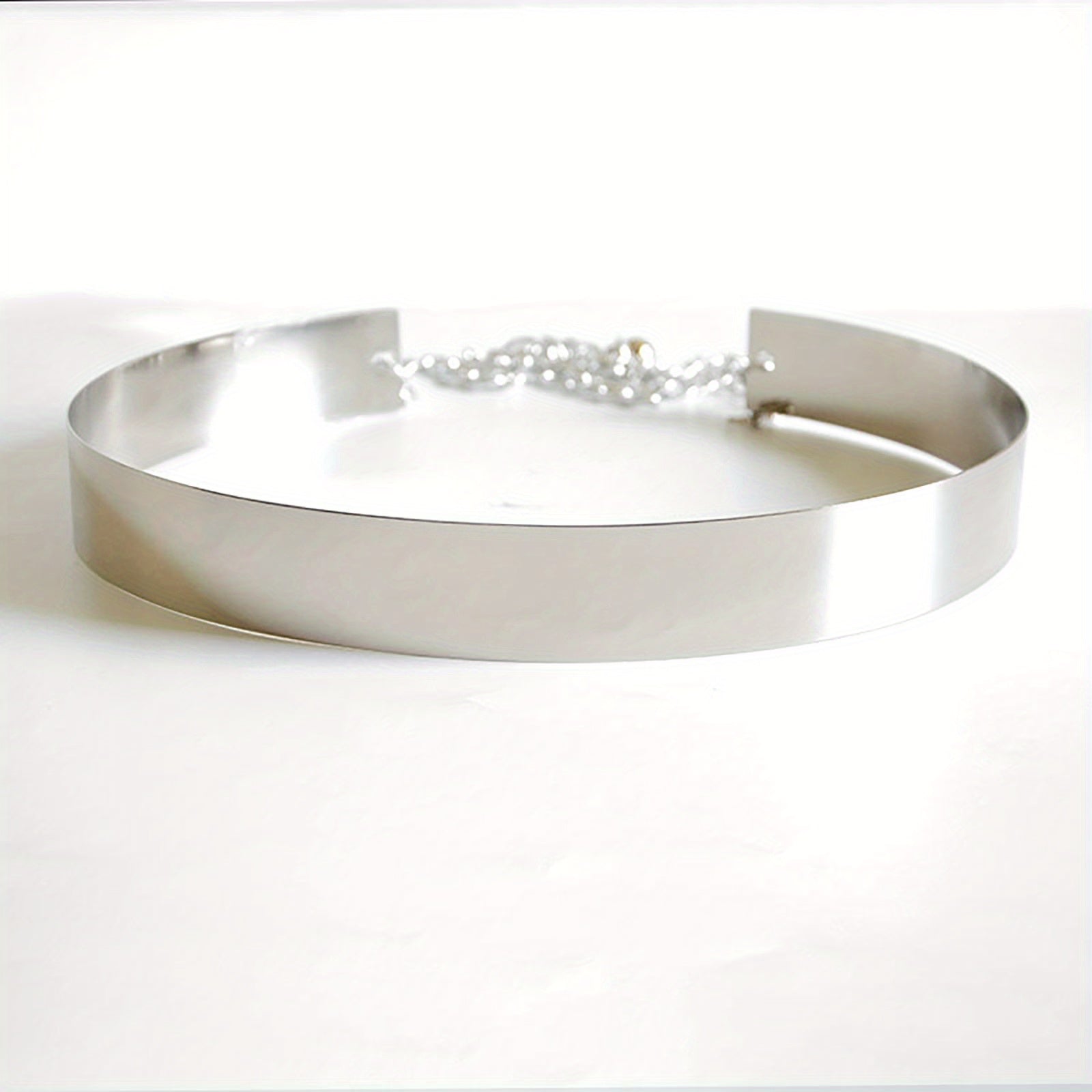 Women's Polished Iron Wide Belt with Shimmering Shine Elegant Metal Girdle