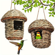 Handmade Straw Birdhouse for Garden Decor Attracts Various Bird Species