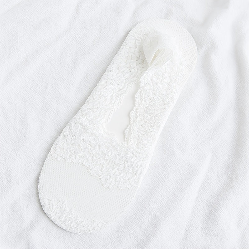 Women's Summer No-Show Socks Breathable Mesh Floral Lace Sweat-Absorbent