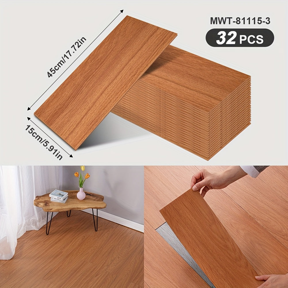 32-Pack Vinyl Flooring Tiles 15x45cm Self-Adhesive Wood Grain Stripes Indoor