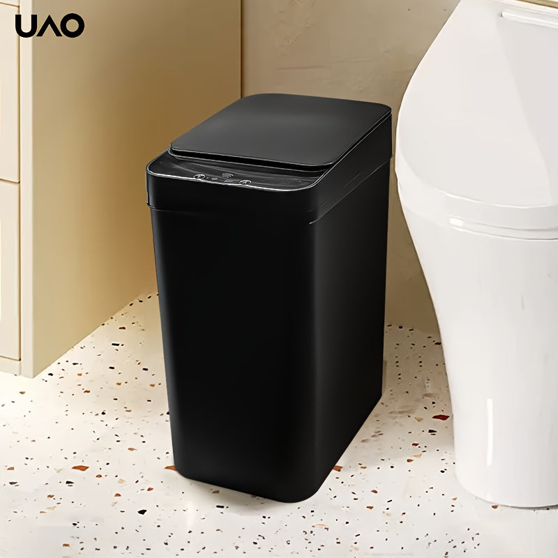 Batareyali Smart Slim Trash Can, oyoq bilan ochiladigan qopqog'i bilan oshxona va hammom uchun, hammom uchun ideal.