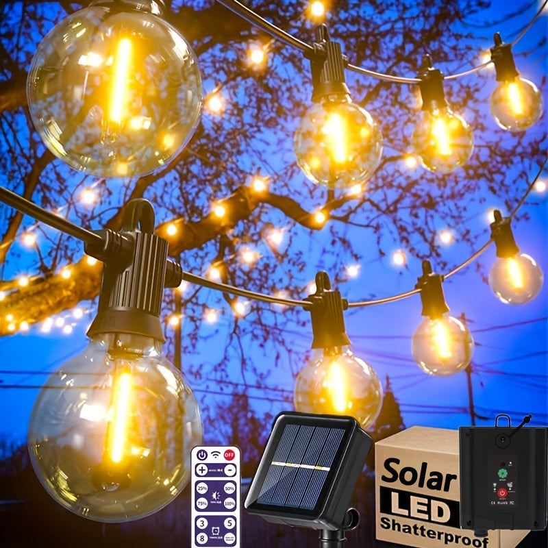 Solar G40 String Lights with Remote Dimmable LED Globe Patio Outdoor Waterproof