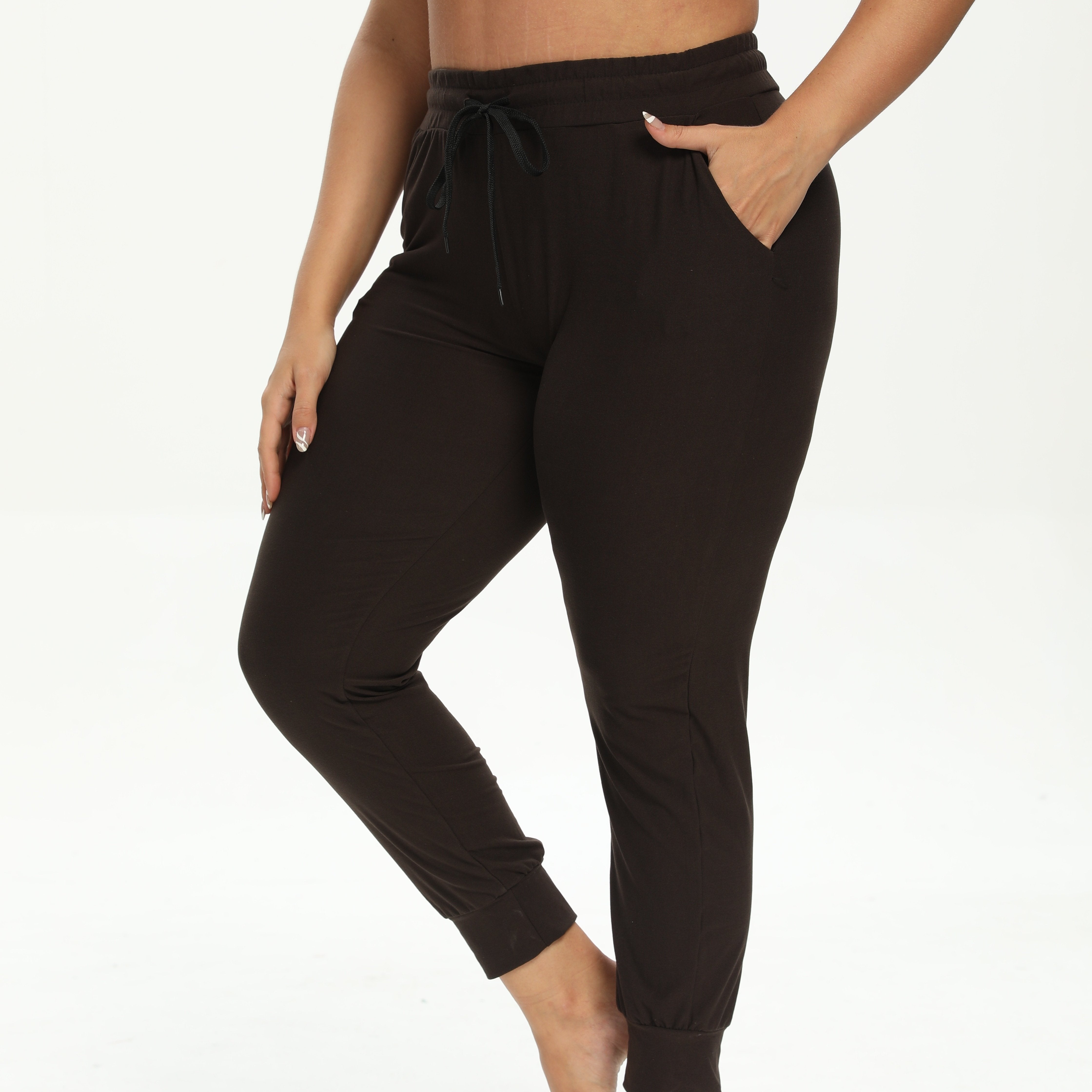 Plus Size Women's Elastic Drawstring Running Pants With Pockets