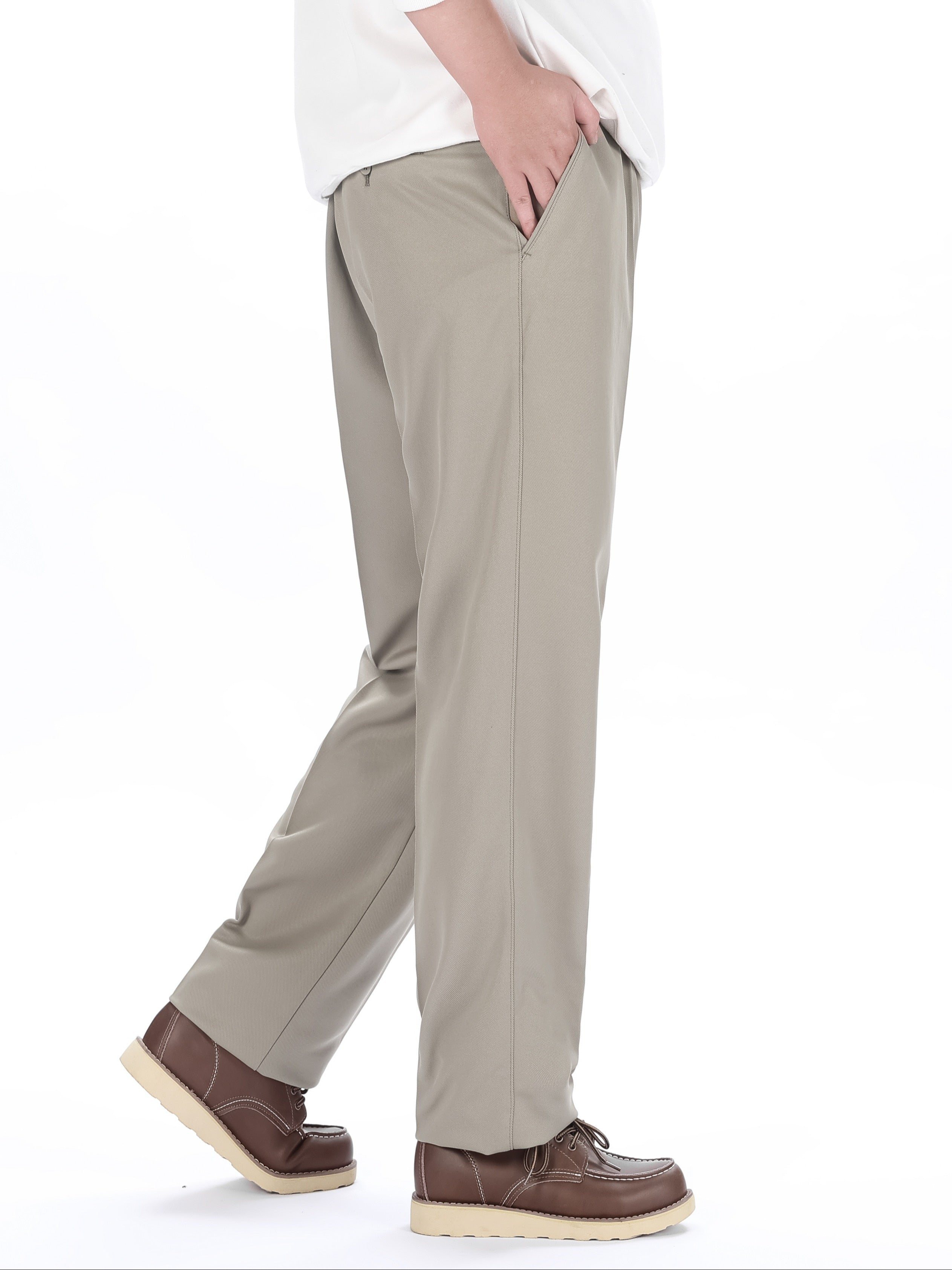 Men's Plus Size Solid Color Casual Trousers Regular Fit Polyester All Season