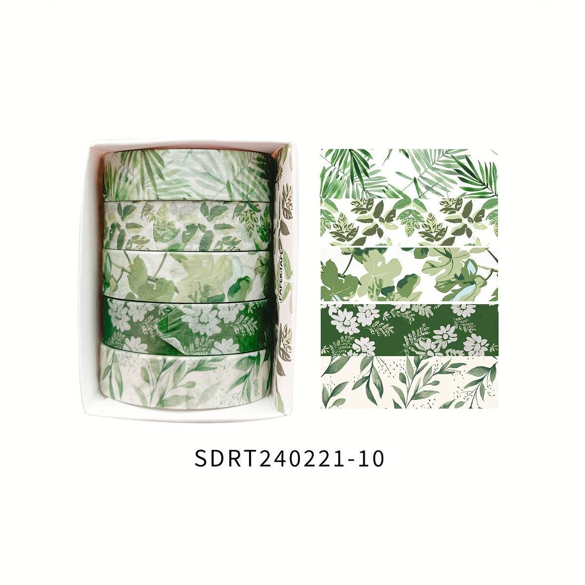 Juego de 5 rollos de cinta washi de la serie de plantas para diarios, manualidades y decoraciones