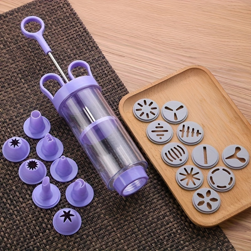Christmas Cookie Decorating Kit with Piping Gun and Icing Tips for Cupcakes and Muffins