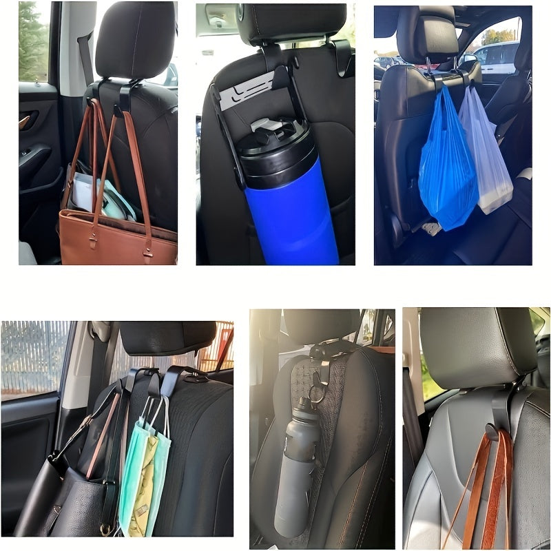 Car Rear Seat Organizer Hooks 2pcs ABS Stickable Hangers for Bags Coats