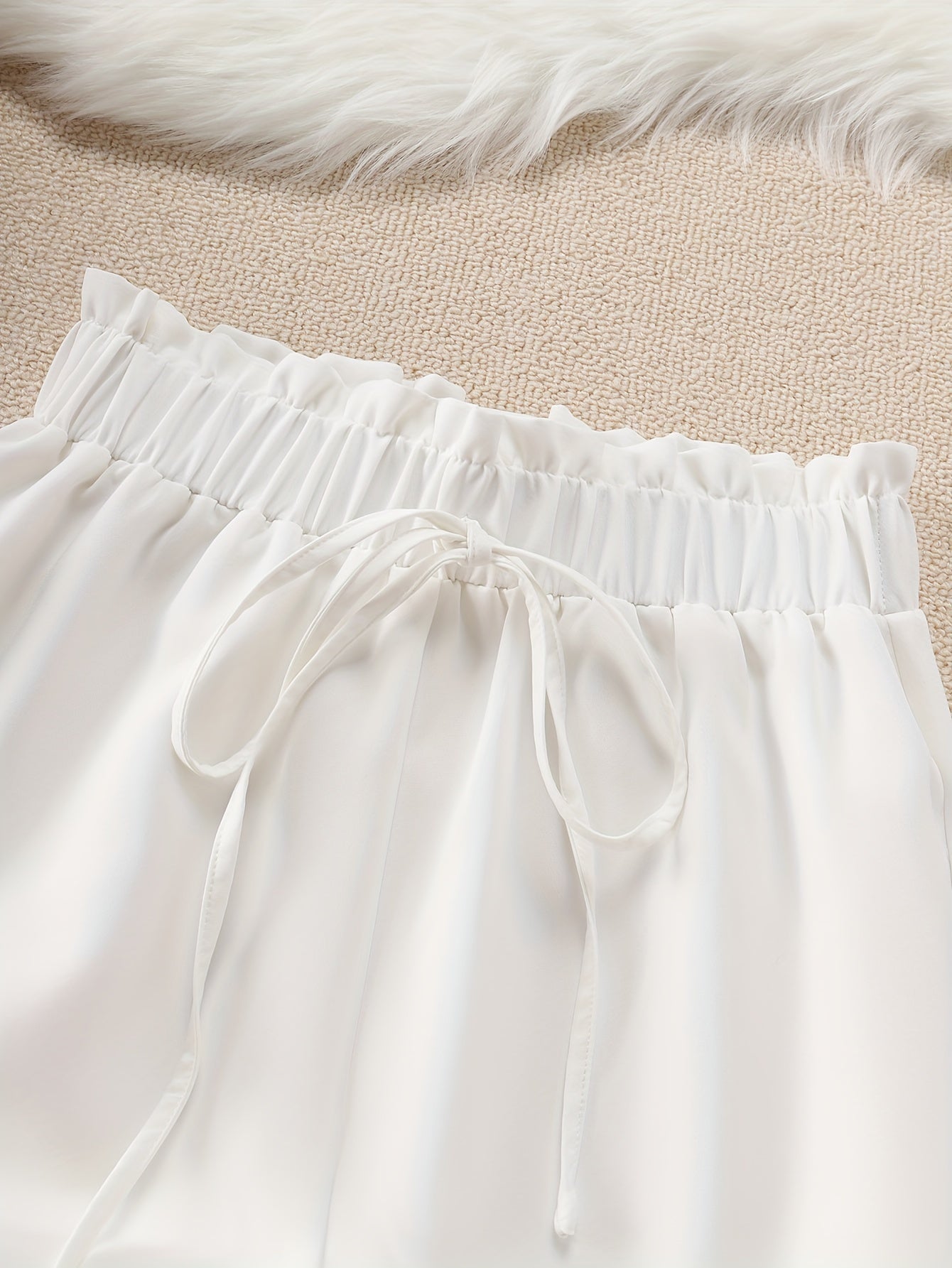 Women's Wide Leg Pants Solid Color Woven Polyester Elastane Spring Summer