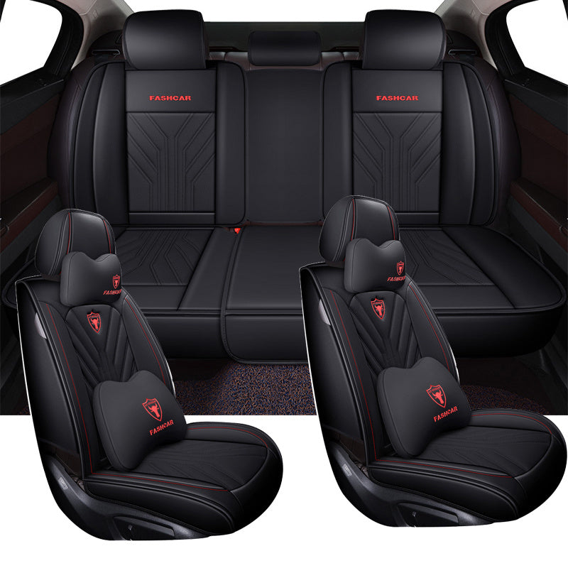 Full Coverage PU Leather Car Seat Covers All-Season Durable Five-Seater