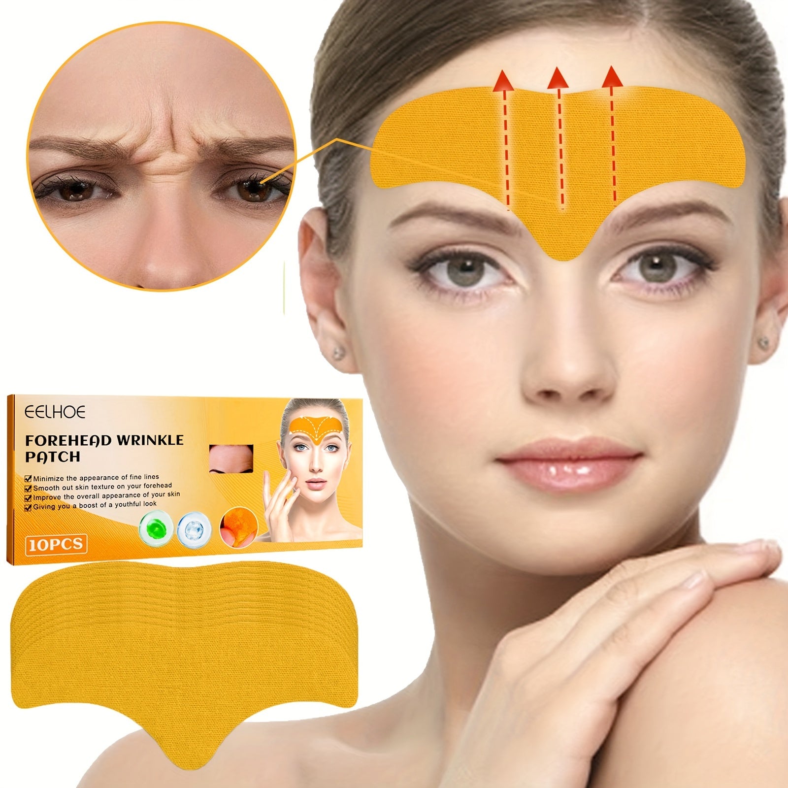 10pcs Forehead Firming Patches Smoothes Tightens Face Skin
