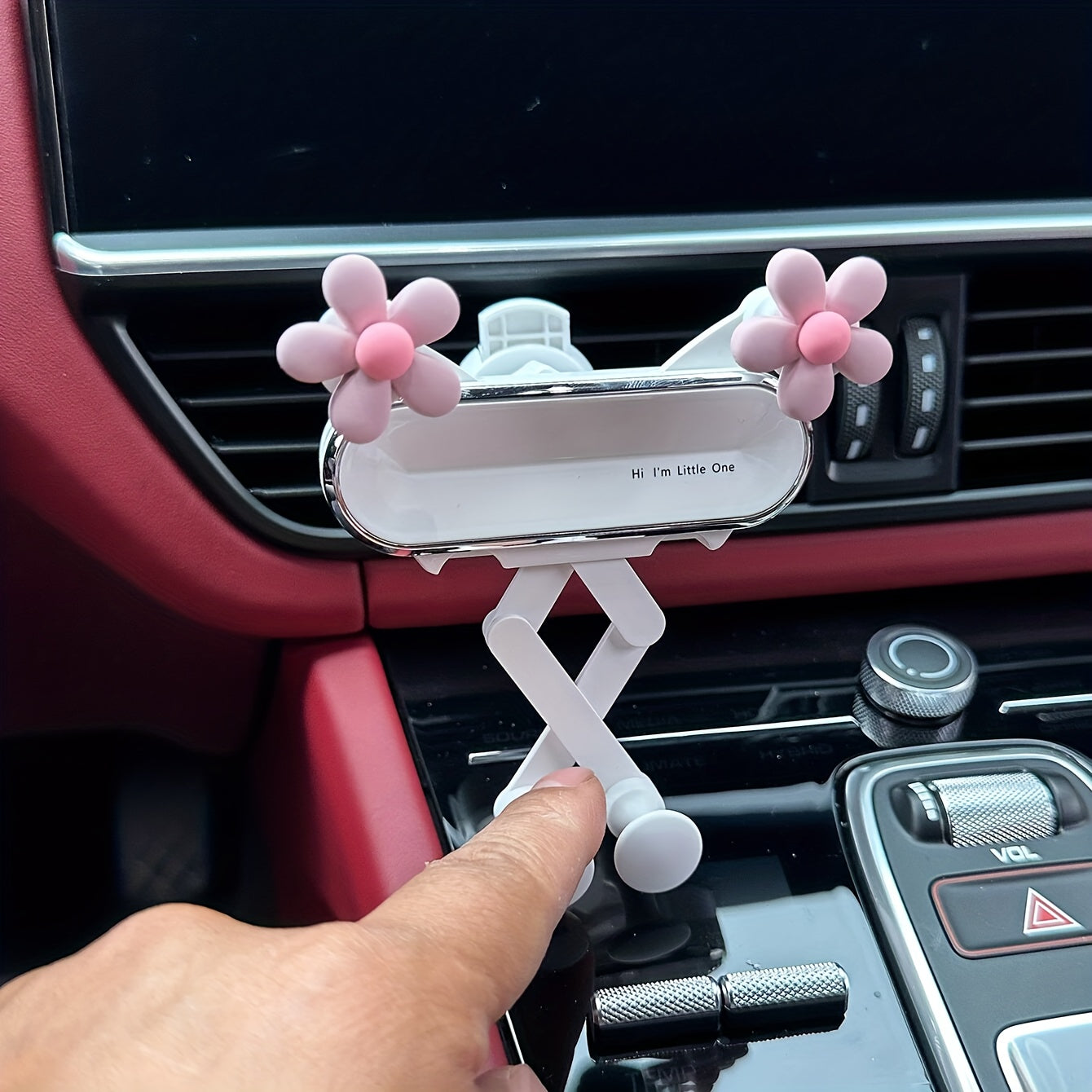 Soporte para teléfono de espejo de coche ajustable en forma de flor de plástico unisex, duradero y lavable