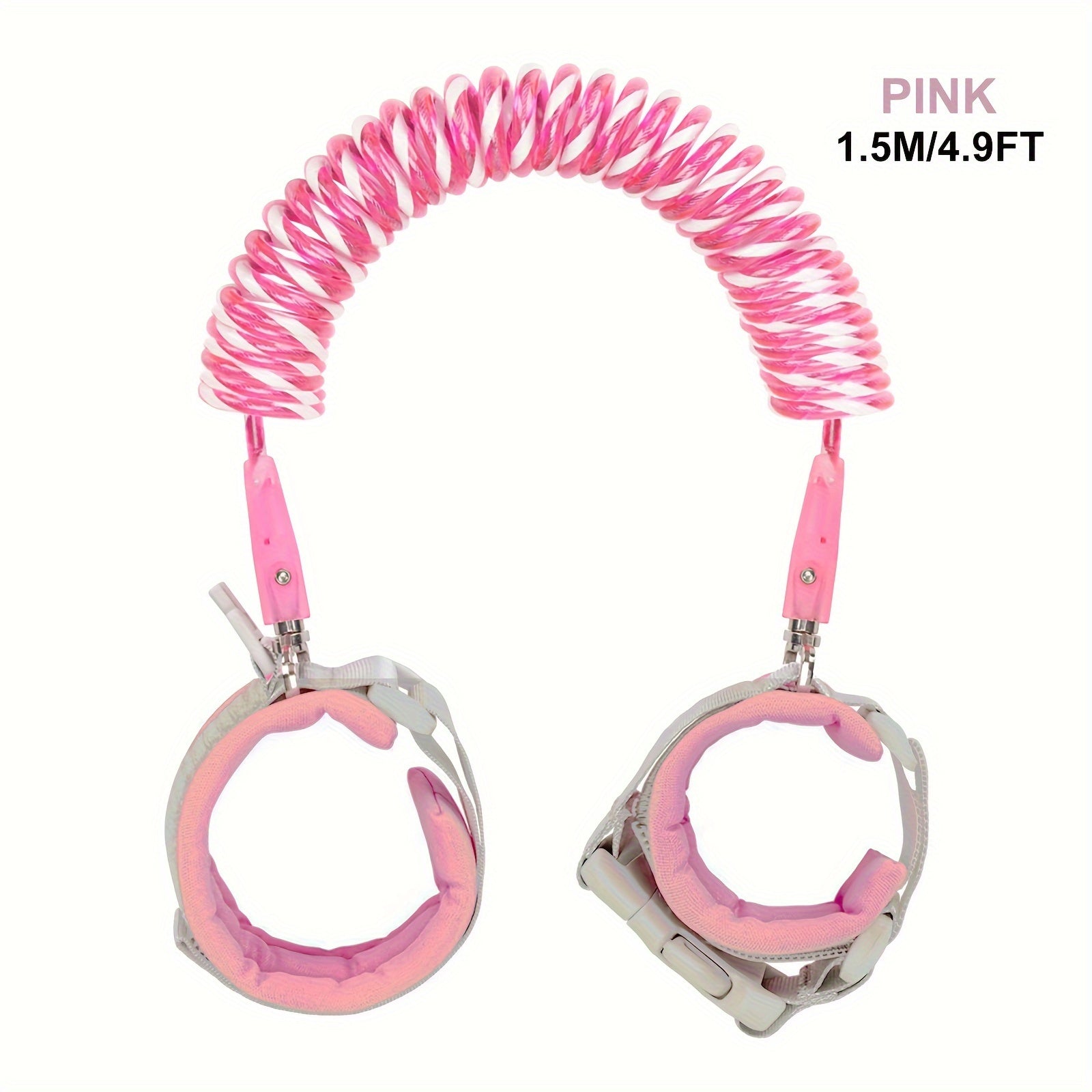 Kids Safety Wristband Reflective Anti-Lost Wrist Link with Key Lock and Whistle Pink