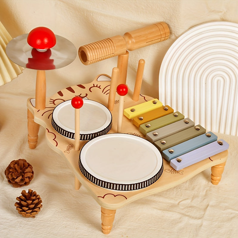 Juego de tambores de percusión de madera para niños a partir de 18 meses instrumento musical educativo aprendizaje sensorial